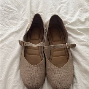 me too Taupe Mary Jane Flats with Buckle Strap